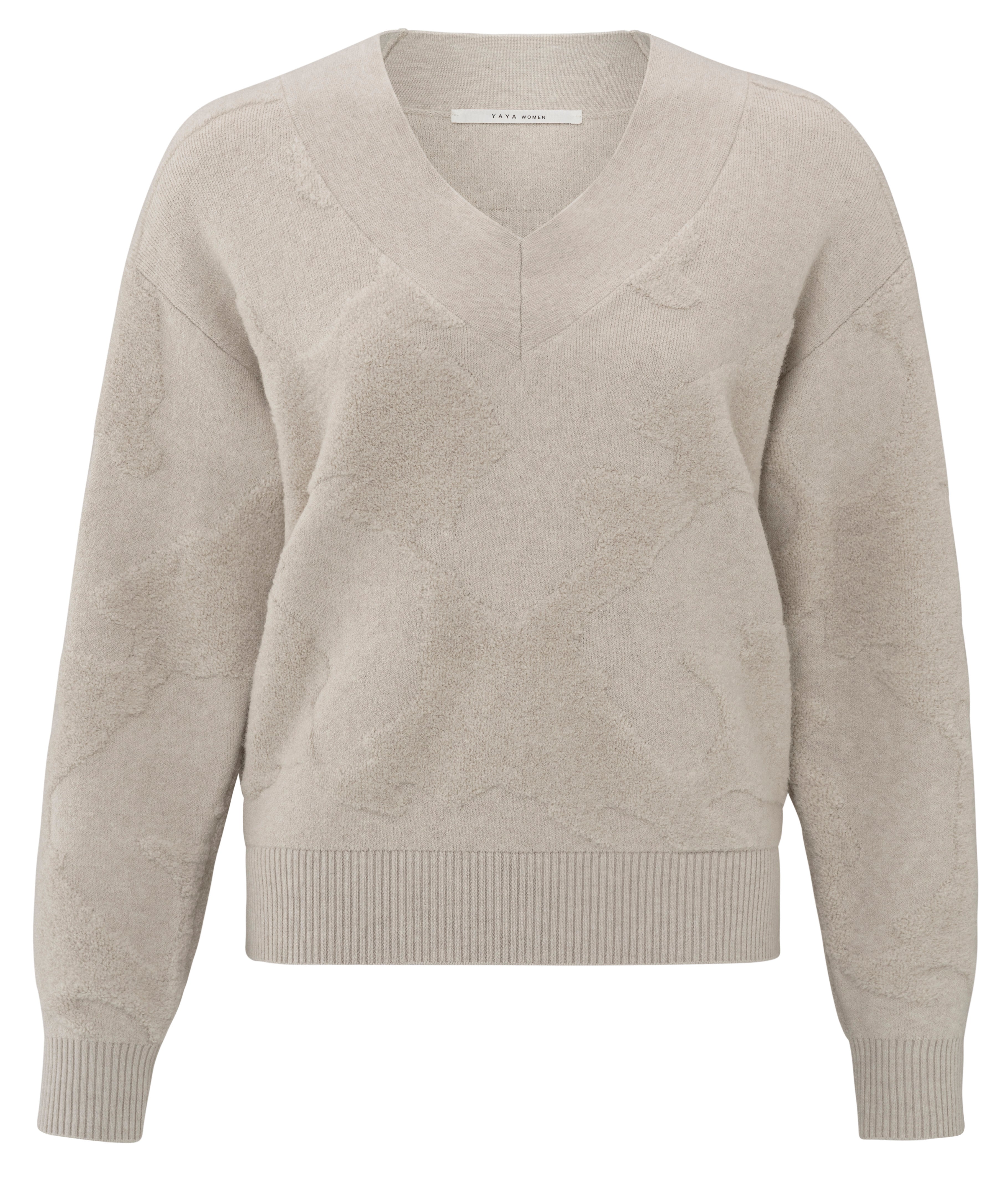 V-neck sweater with texture YAYA