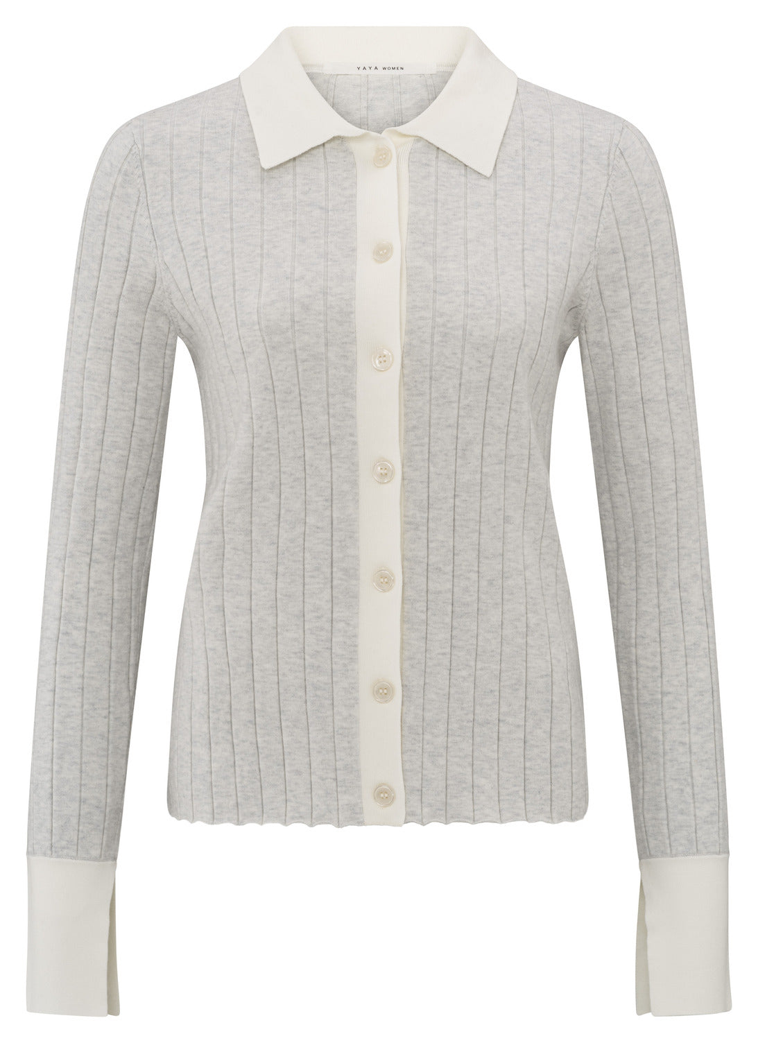 Rib Cardigan With Contrast Detail YAYA