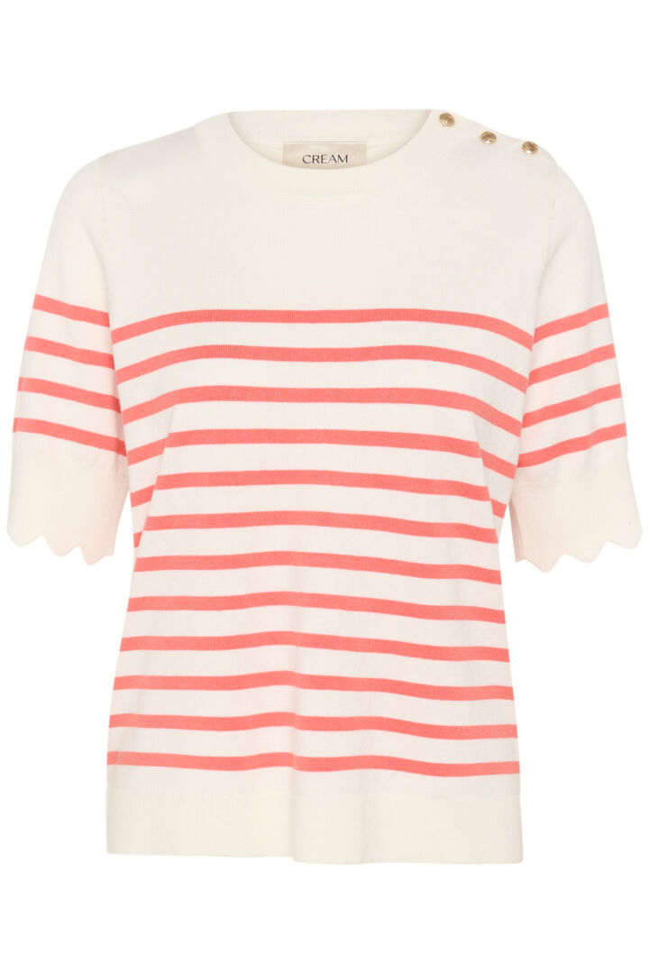 CRVillea Striped Knit Blouse CREAM