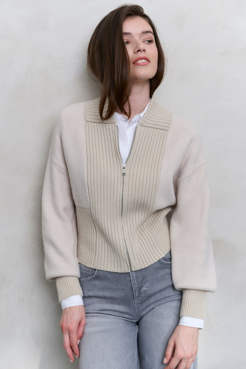 Bomber cardigan with rib YAYA