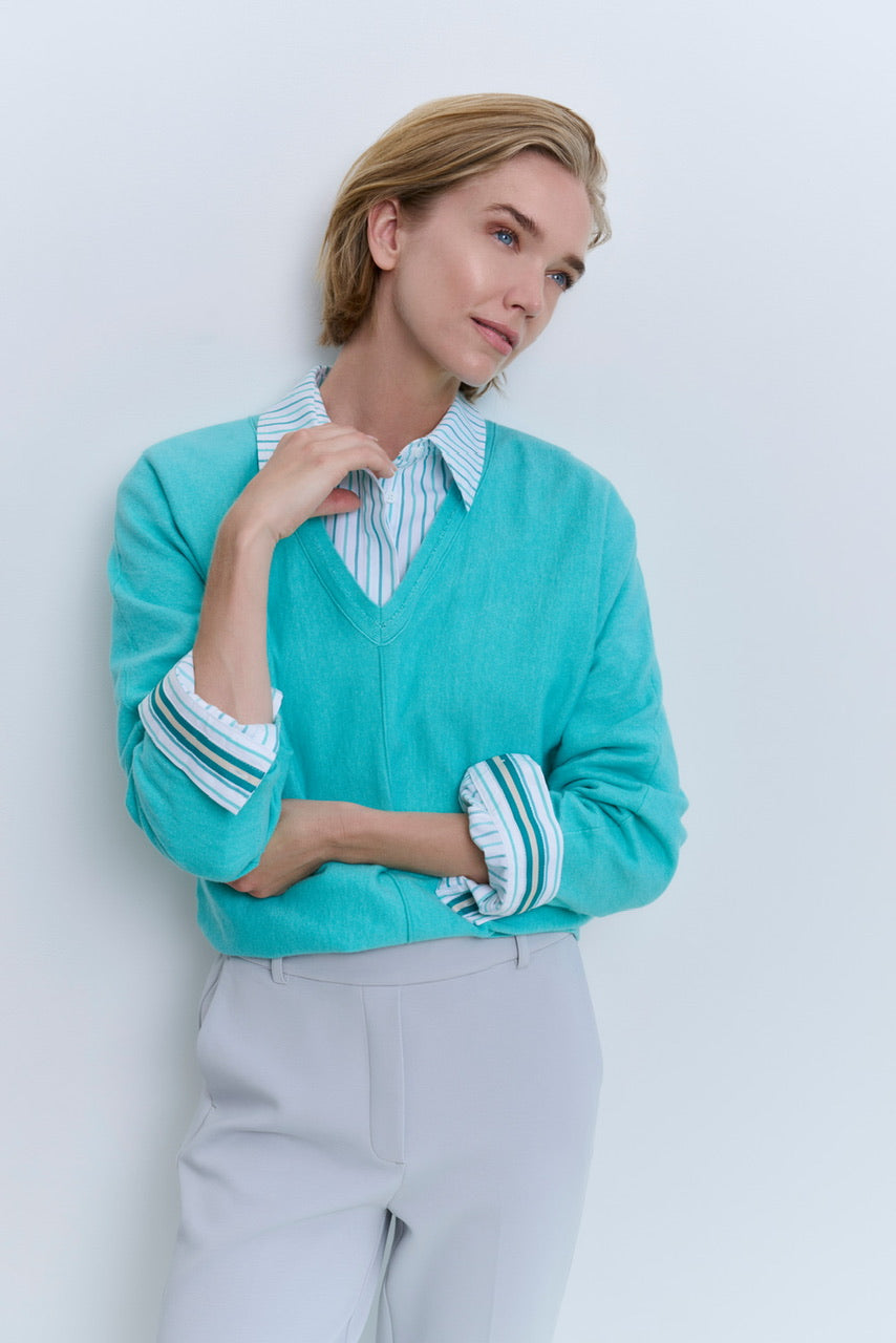 Striped blouse with cuff tape YAYA