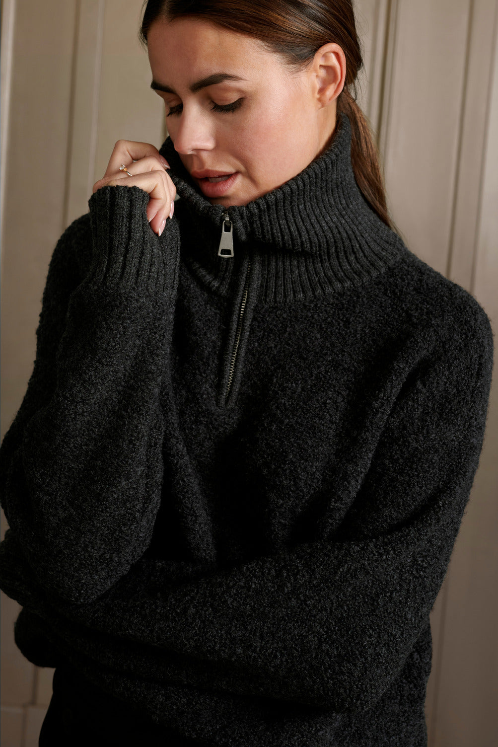 Boucle sweater with rib detail YAYA