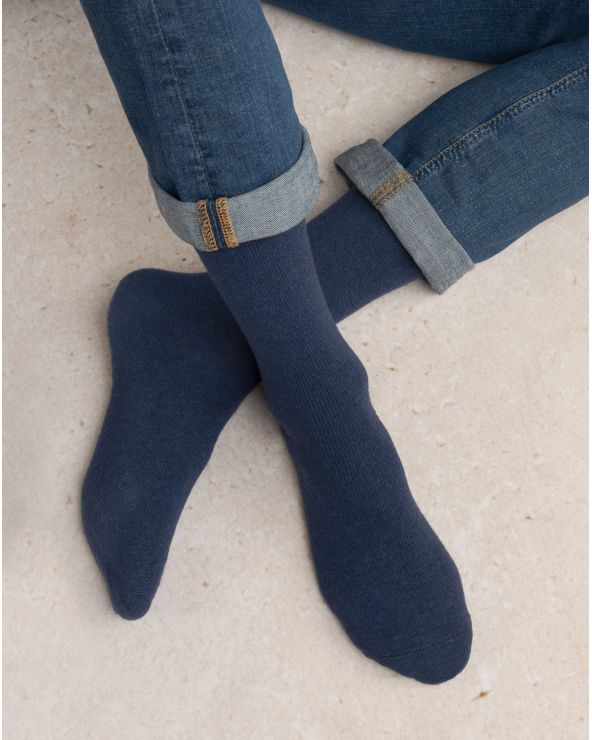 Men's Wool &amp; Cashmere Socks FOREST BLUE