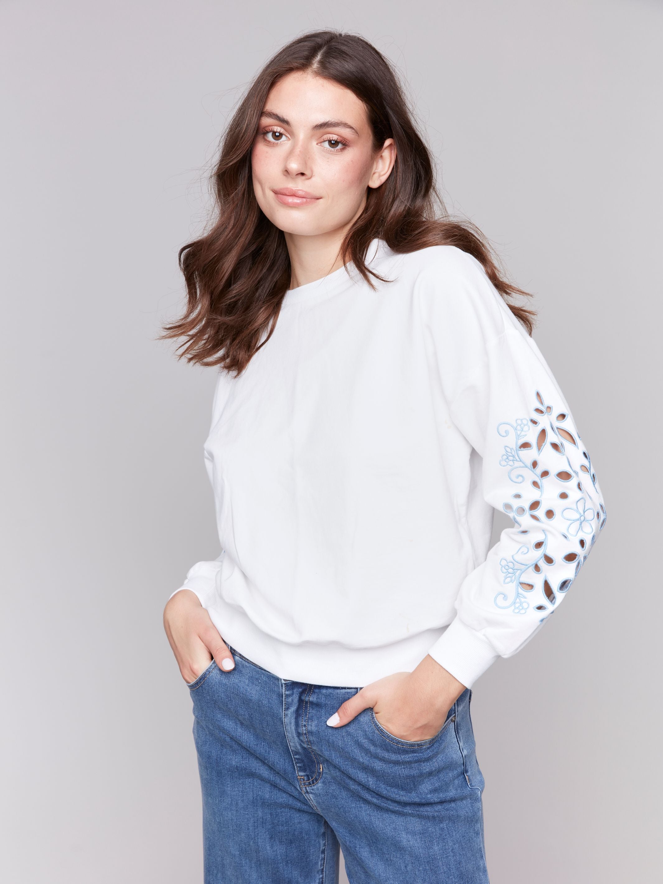 Sweatshirt With Embroidery Sleeves