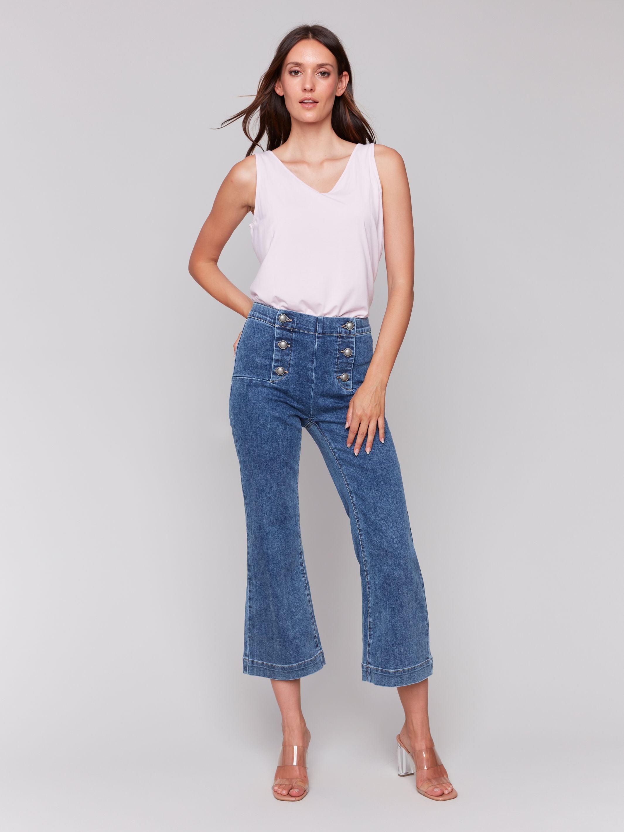 Pull On Flare Pant With Front Buttons CHARLIE B